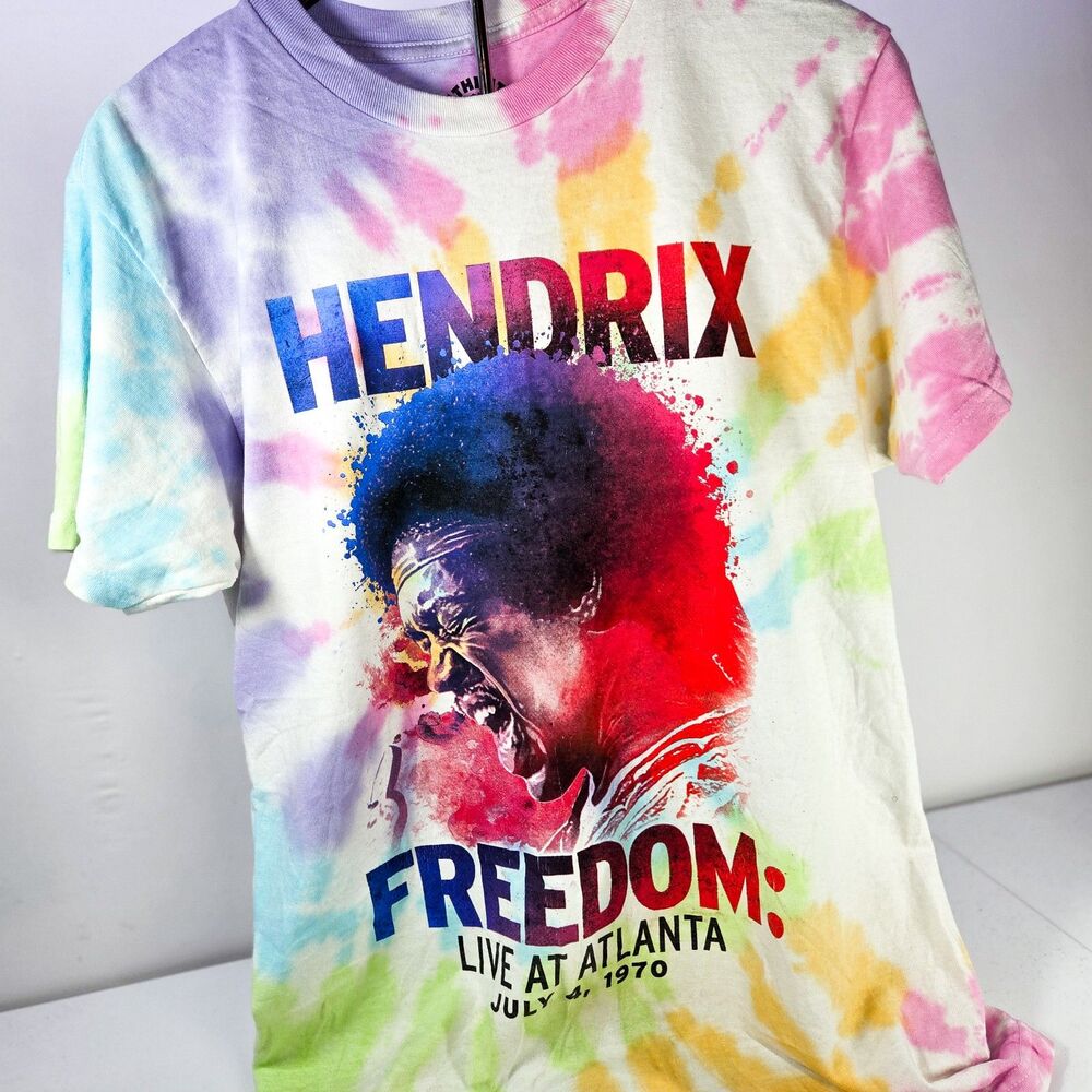Jimi Hendrix Freedom Live at Atlanta 1970 Tie-Dye T-Shirt Tagged Small